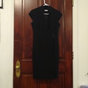 Black Calvin Klein wrap midi dress